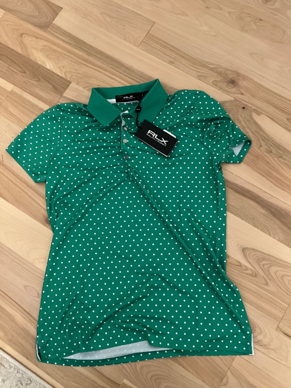 RLX Ralph Lauren Green Polka Dot Polo Top
